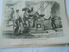 Gravure 1864 - Machine à Fabriquer les Tuiles Carreaux Tuyaux Briques Creuses