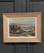 eoHuile paysage breton signé A. Hensel ou Henset milieu XXe cadre L6603