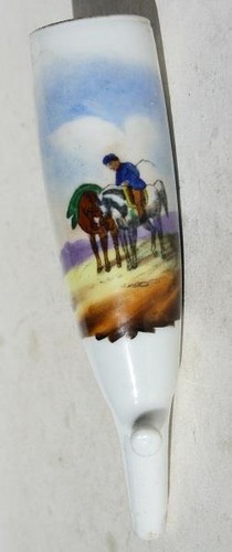 Horses clay pipe - man, on