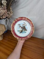 Assiette en Porcelaine de Limoges Décorée de Canards par R Bonhomme, Vintage 60s