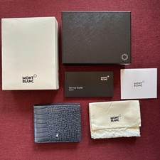 Portefeuille Montblanc à deux volets en cuir gris motif crocodile pour...