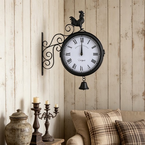 Horloge murale vintage double - horloge,