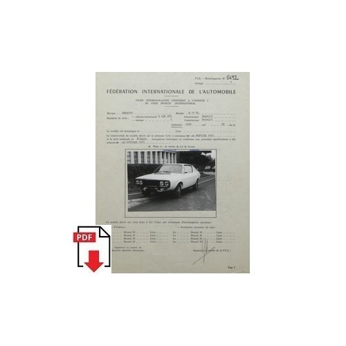 1973 renault r17 fiche - tl,