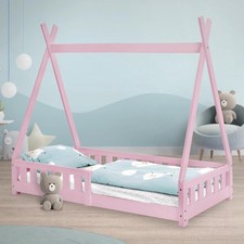 Lit tipi pour enfants rose en bois de pin avec protection antichute 160x80 cm