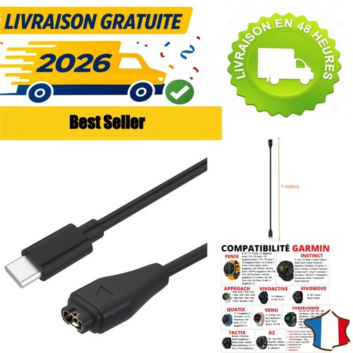 Câble chargeur usb garmin - usb-c,