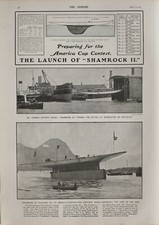 1901 Imprimé Lancement De Trèfle II Sir Thomas Liptons Yacht Amérique Tasse