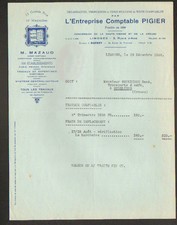 GUERET (23) ENTREPRISE COMPTABLE PIGIER de LIMOGES "Expert M. MAZAUD" en 1938
