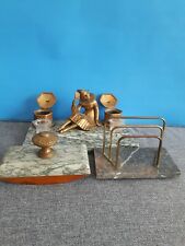 ENSEMBLE BUREAU ENCRIERS ET PIERROT EN BRONZE TABLETTE CLASSEUR BUVARD EN MARBRE