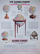 PUBLICITÉ DE PRESSE 1933 GLOBE FOREST IMAGES DE LA TERRE- MAPPEMONDE