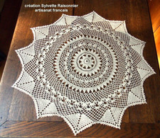 NAPPERON ROND CROCHET SYLVETTE RAISONNIER ARTISANAT FRANCAIS 60cm ECRU***