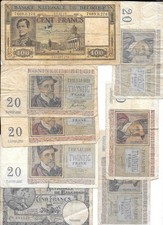 LOT DE 70 billets du monde ayant circulé ( BELGIQUE )