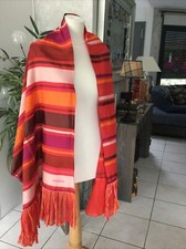 Foulard grande etole echarpe KENZO rouge/orange soie/lin 