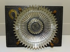 *CENDRIER CRISTAL SUPPORT CUIR