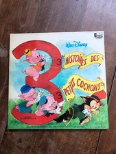 3 histoires des 3 petits cochons livre-disque 33T Disneyland records Walt Disney