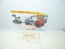 1 fiche + certif. DINKY TOYS ATLAS repro ref 805 Multibenne double unic primagaz