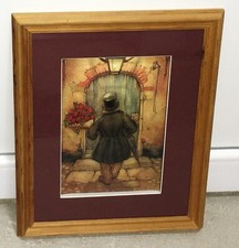 TABLEAU DIORAMA 3D ARTISANAL HOMME AUX ROSES D' ANTON PIECK 45 cm X 35 cm