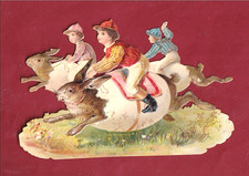 Très Rare Chromo Decooupis Course De Magnifiques Bébés Sur Lapins Œufs De Pâques