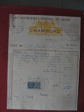 ++"1595"  VIEUX PAPIER  FACTURE DISTILLERIES DE BLOIS  "CHAMBORD " A BLOIS 1950