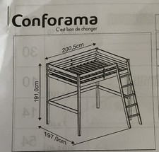 Lit Mezzanine NEUF 140x190 Bois Clair à monter