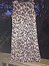 Ann Taylor LOFT Silver & Black Leopard Jaguar Cheetah Dress Womens Sz 6 👚tb2-18