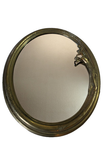 Miroir oval ancien laiton - ancien,