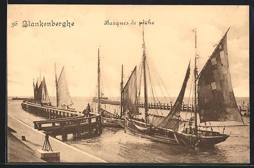 Cpa blankenberghe barques de - barques,