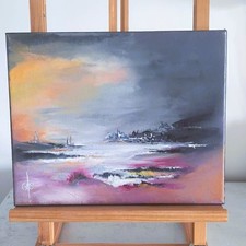 Petit Tableau Huile Abstrait-