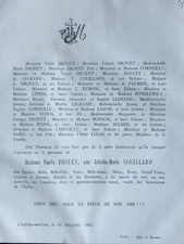 DROUET Couillard Doucet Powilewicz FAIRE PART Ladvocat Rispal Allard Bazin 1882