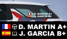 2 X SETS NOM PILOTE + COPILOTE + DRAPEAU RALLYE COURSE AUTOCOLLANT STICKER 005