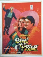 Affiche Bollywood 1981 BIWI O BIWI Film. Raj Kapoor, Poonam Dhillon 30po x 40po