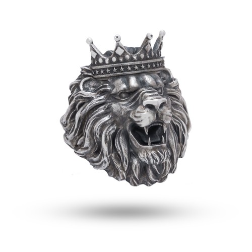 Bague tête lion roi en - bague,