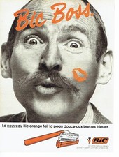 PUBLICITE ADVERTISING 0217  1981  le rasoir jetable Bic Orange Bic Boss