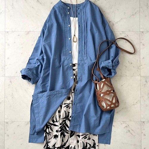 Robe longue chemise bleu - , en