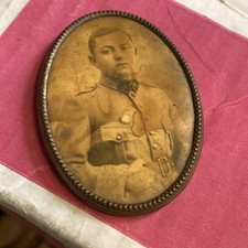miroir de poche ancien avec Photo Militaire 
