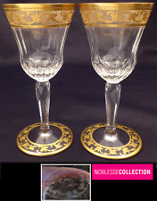 2 SAINT-LOUIS FRANCE STELLA PATTERN GOLD & CRYSTAL RED WINE GLASSES 5.71 in.