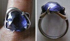 BAGUE SWAROVSKI EN ARGENT ET CRISTAL FAÇON AMÉTHYSTE D'OCCASION TAILLE 58