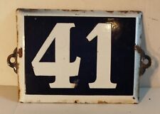 plaque émaillée de numéro de rue 41 vintage