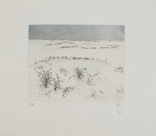 Bernard LOUEDIN : Paysage de neige, Gravure signée