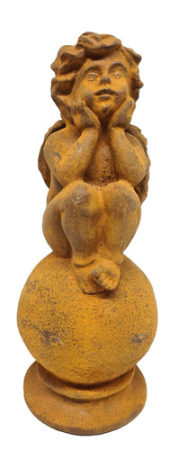 Statue ange fonte - fonte, assis
