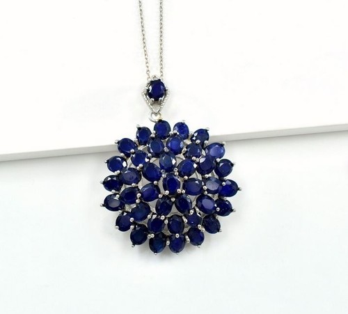 Pendentif saphir bleu argent - pendentif,