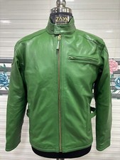 Veste de motard en cuir vert