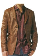 Blazer en cuir marron pour