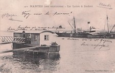 Carte postale ancienne postcard NANTES Loire à INDRET BATEAU écrite VASSELLIER