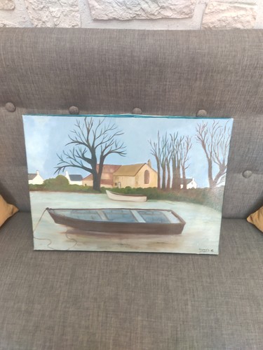 Ancien tableau huile sur toile - tableau,