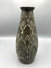 Vase art déco en étain pur signé LAVEUR vintage ancien étain repoussé art déco