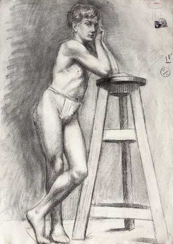 Dessin ancien fusain étude - fusain,