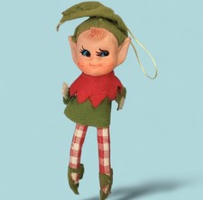 Ancienne figurine décoration personnage lutin elf sapin Noël vintage 