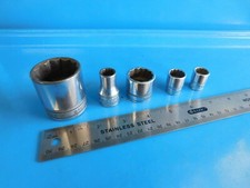 OCCASION,SNAP ON TOOLS " BRITISH STD". SOCKETS, LOT DE 5, 3/8 DR. & 1/2 PO. DR.