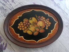 Ancien Plateau En Bois Peint