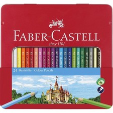 [115845] Faber-Castell Etui Métal de 24 crayons de couleurs hexagonaux CASTLE